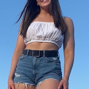 white cropped blouse tank